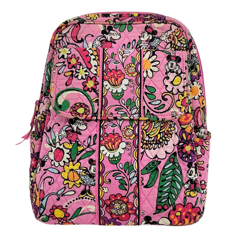 Disney Vera Bradley Mousing Around Mickey Minnie Flap Backpack Pink Floral